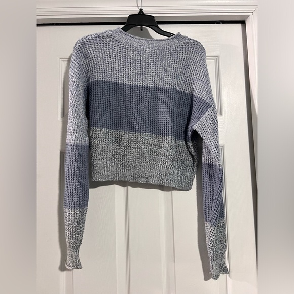 Aeropostle Striped Cropped Henley Sweater - Picture 3 of 6